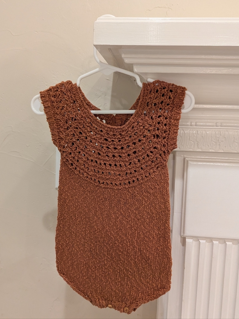 Play Up | Handknit Rust Brown Baby Romper